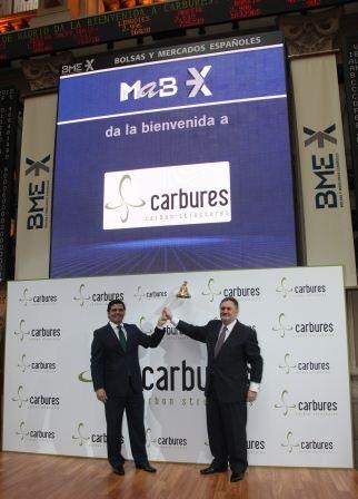 Con Carlos Guillén (Presidente Carbures Europe) en La Bolsa de Madrid hace un año.